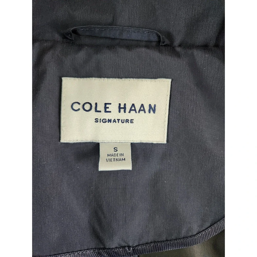 Cole Haan Signature Women's Small Navy Hooded Rain Coat Drawstring Hood_8